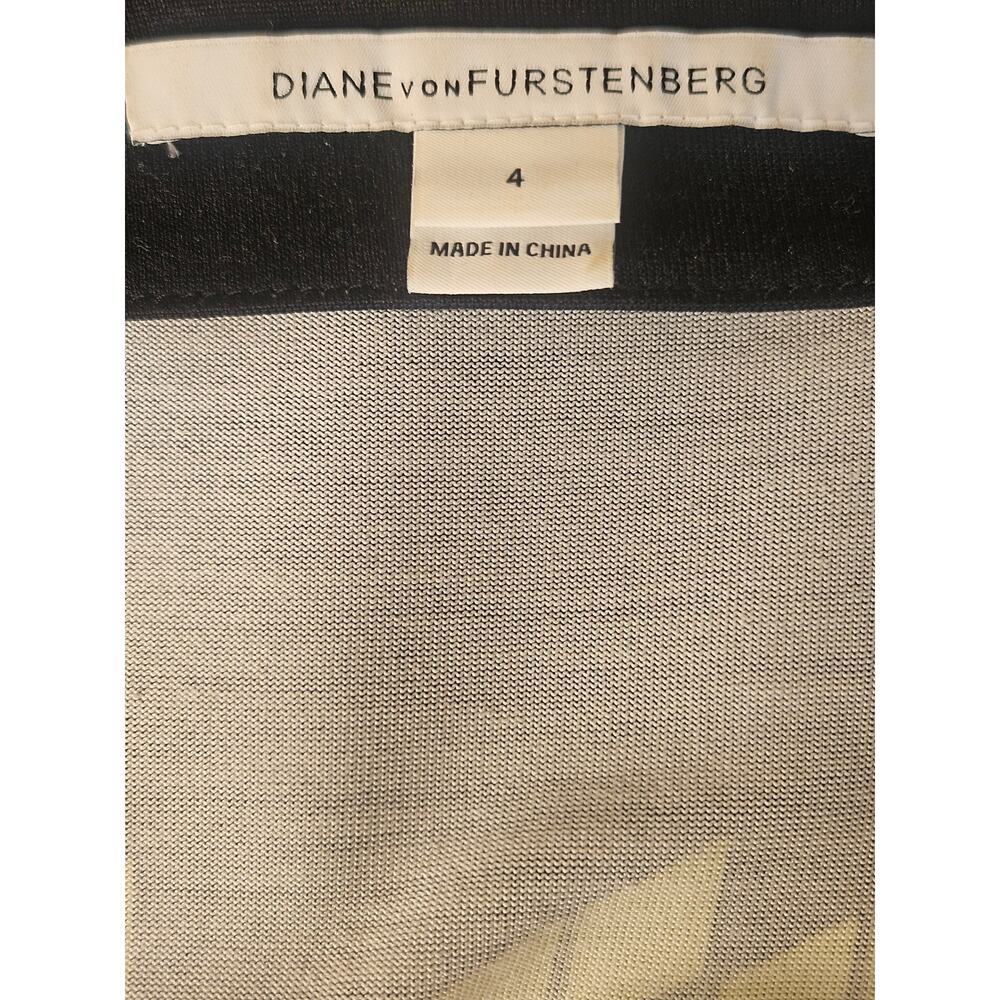 Diane von Furstenberg Wrap Dress Black Yellow White Sz 4 - Picture 5 of 9